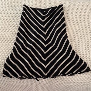 VINTAGE Ralph Lauren Black and White Chevron A-Line Skirt 100% Silk
